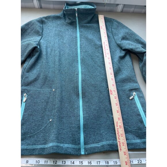 Cafe Au Lait Full Zip Jacket Womens Medium Seafoam Green Polyester Blend Active - Picture 4 of 7
